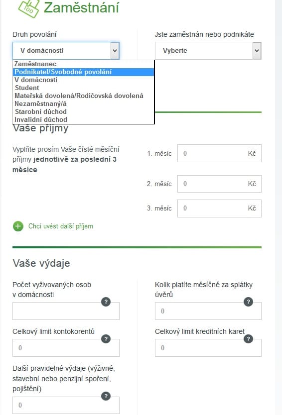 Sberbank půjčka krok 1