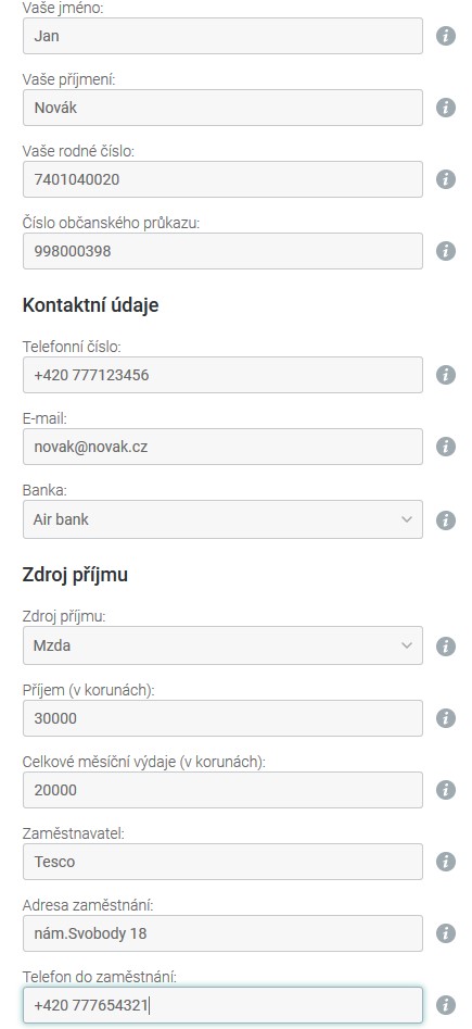 Žádost ViaConto - krok 3