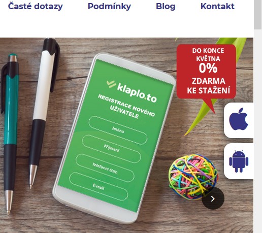 Žádost Klaplo.to - krok 1