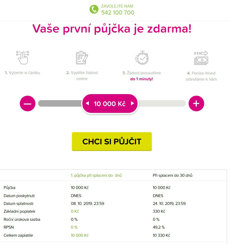 První krok žádosti o půjčku Kamali