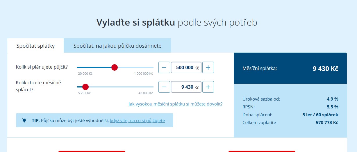 žádost o půjčku u České spořitelny: Krok první