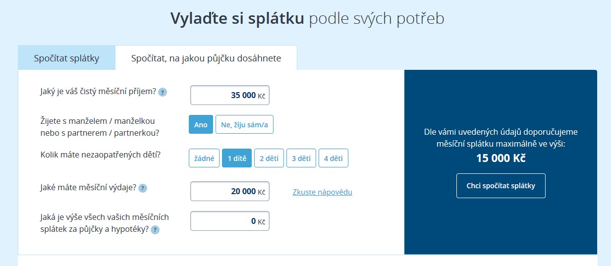žádost o půjčku u České spořitelny: Krok druhý