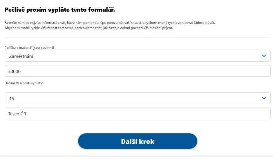 Žádost Viva Credit - krok 4