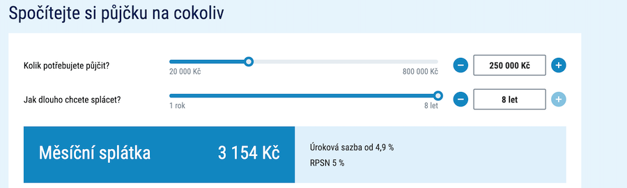 Žádost ČSOB půjčka - krok 1