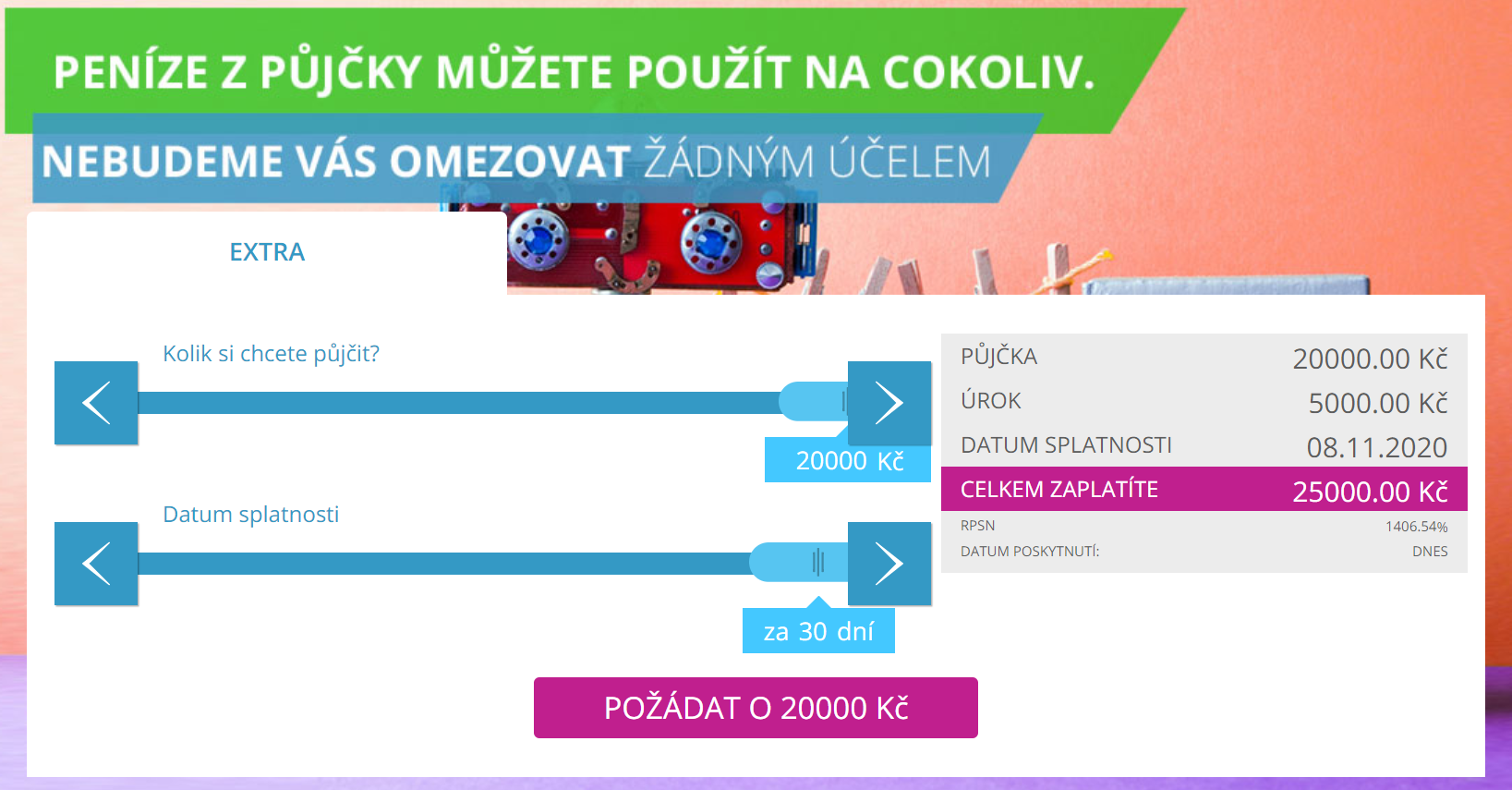 Žádost CreditOn - krok 1