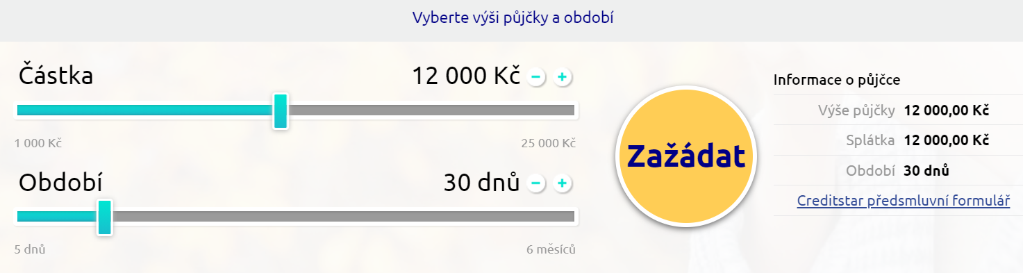 Žádost Creditstar - krok 1