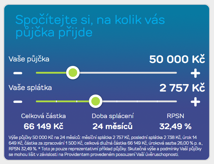 Žádost Provident - krok 3