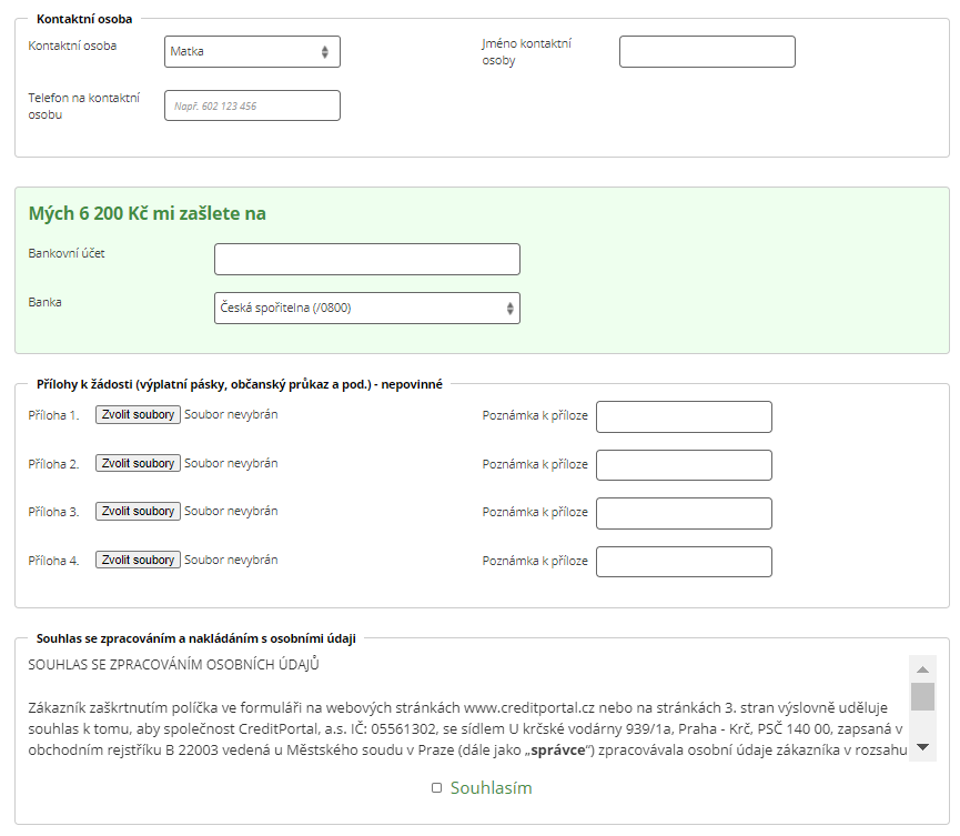 Žádost CreditPortal - krok 4