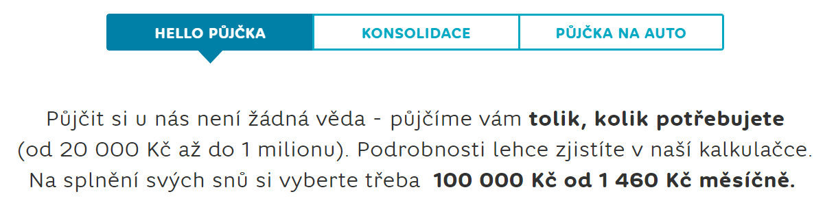 Žádost Hello půjčka - krok 1