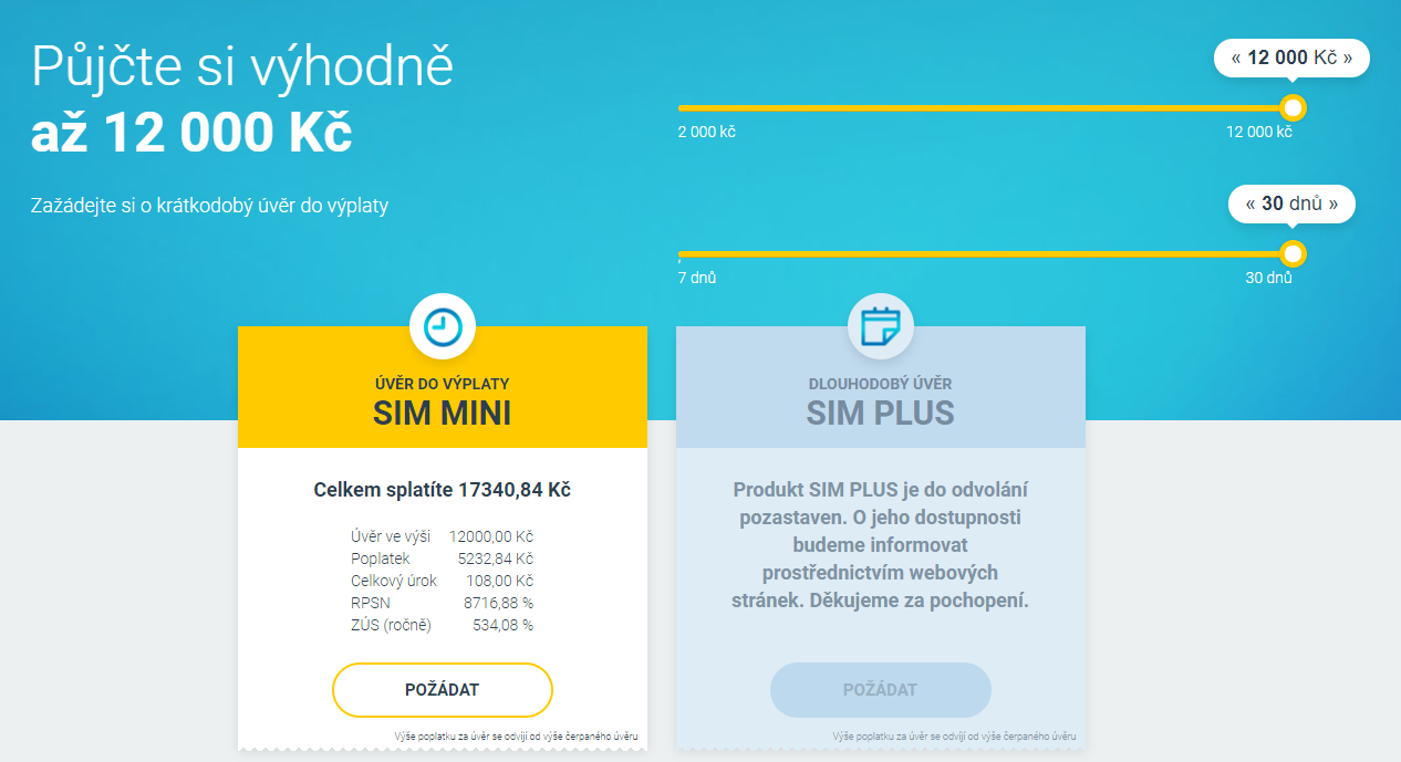 Žádost SIM - krok 1