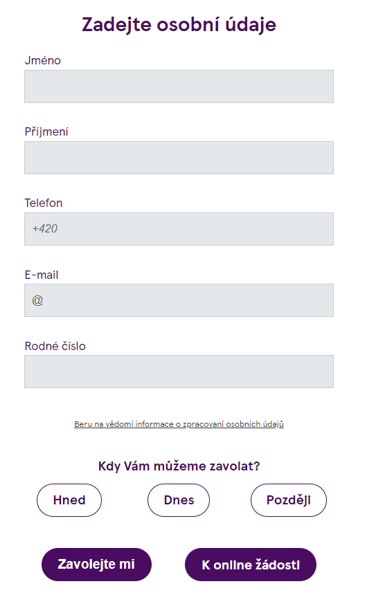 Žádost Tesco půjčka - krok 2