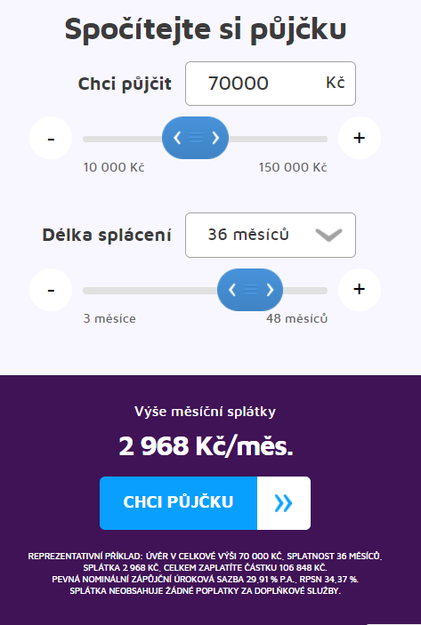 Žádost Razdva půjčka - krok 1