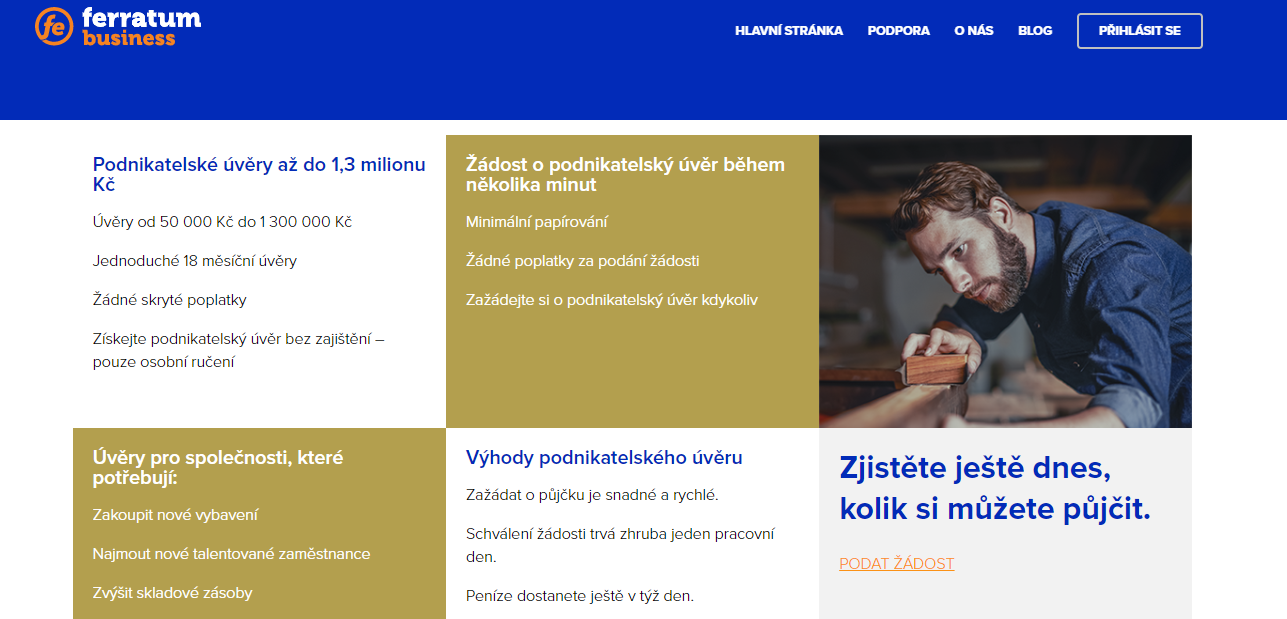 Žádost Ferratum Business - krok 1