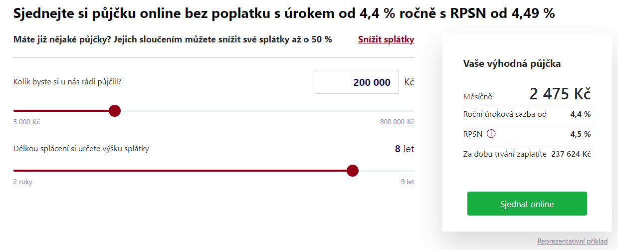 Žádost o Expres půjčku od Moneta Money bank - krok 1