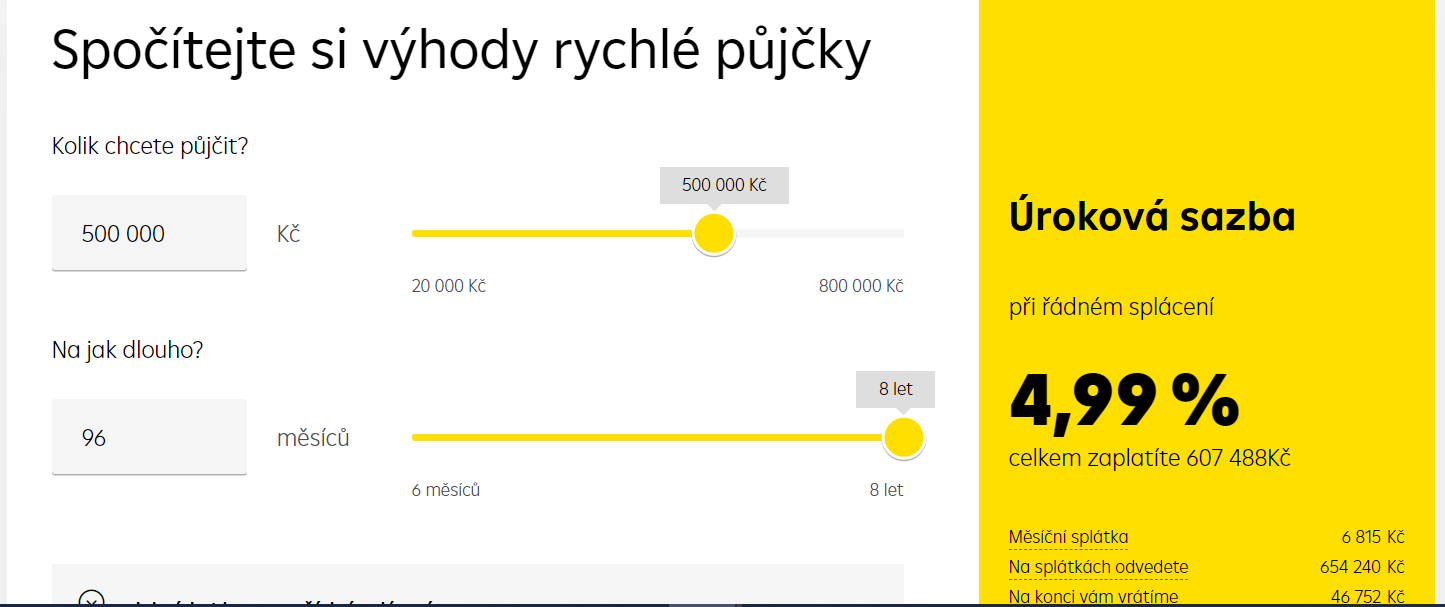 Žádost o půjčku krok 1