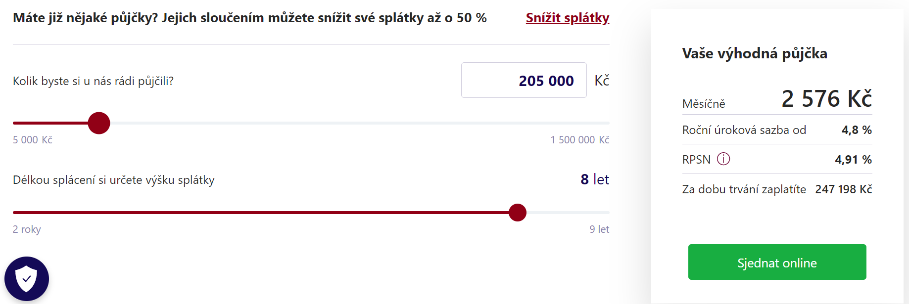 sjednání půjčky krok 1