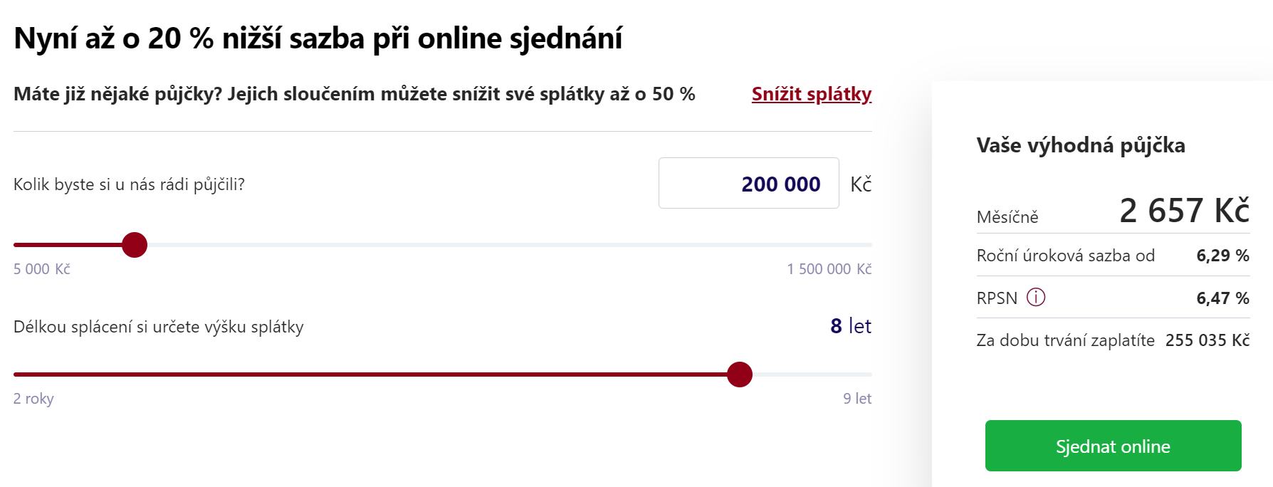 Sjednání Expres půjčky - krok 1