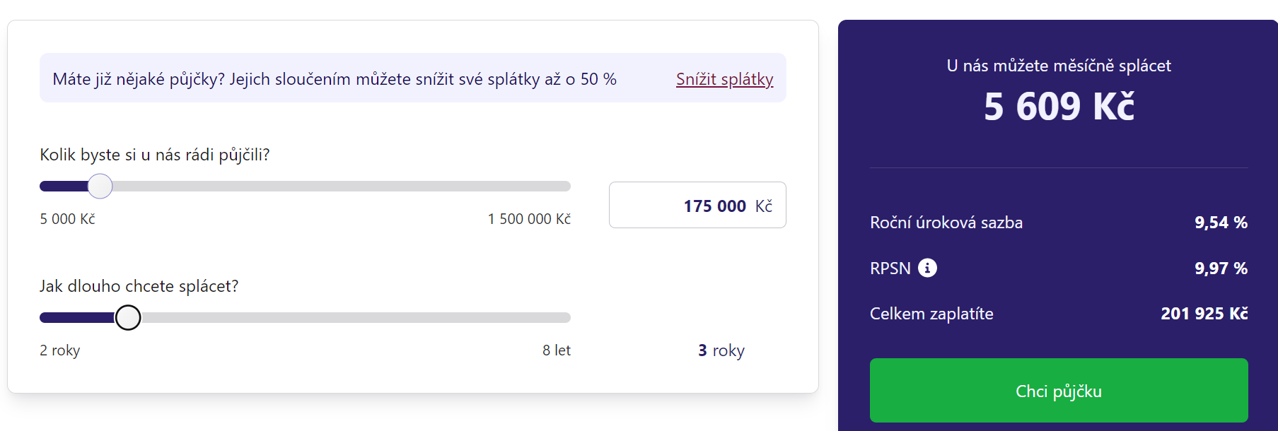 Sjednání Expres půjčky - krok 1
