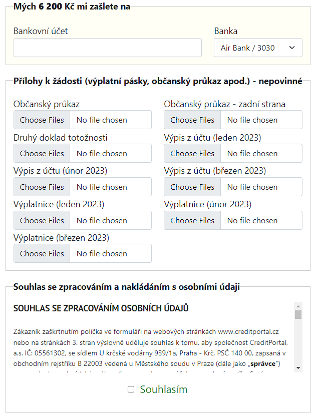 Žádost CreditPortal - krok 4