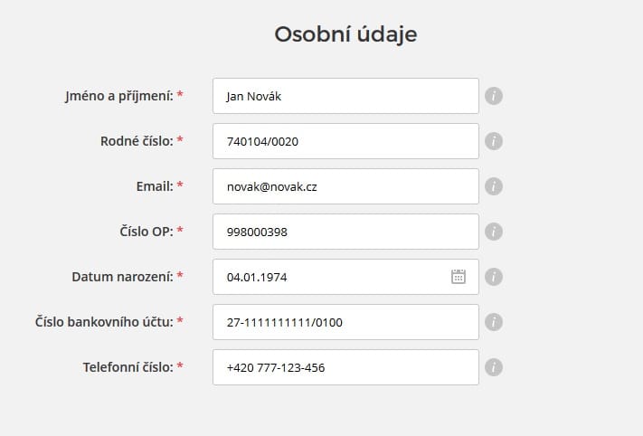 Žádost Perfect money - krok 3
