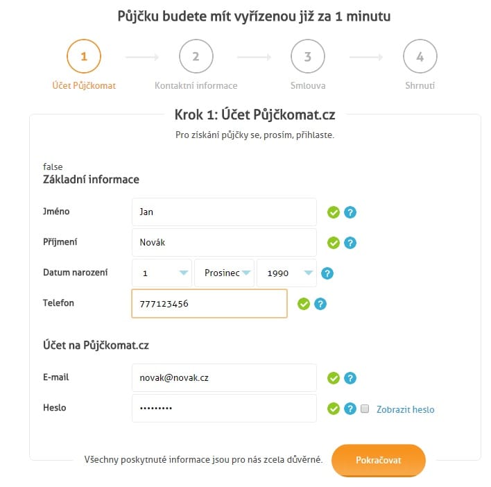 Půjčkomat půjčka krok 2