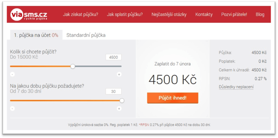 Via SMS půjčka krok 1