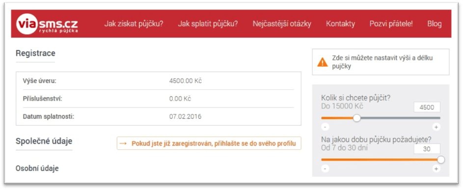 Via SMS půjčka krok 2