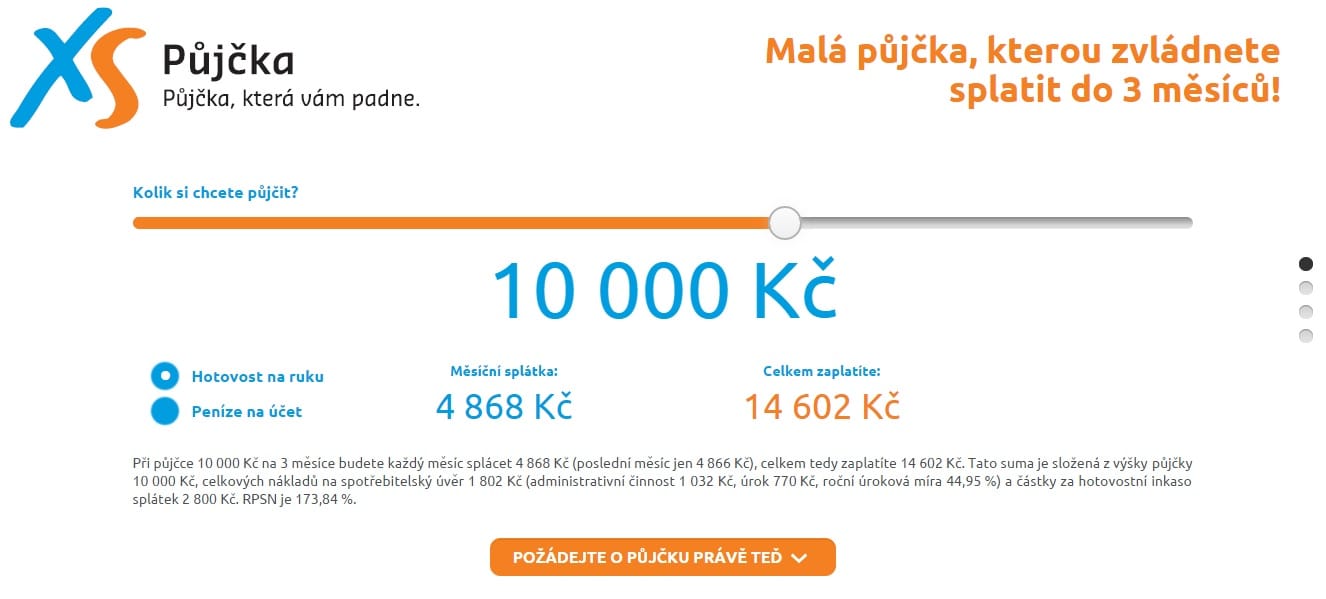 XS půjčka krok 1